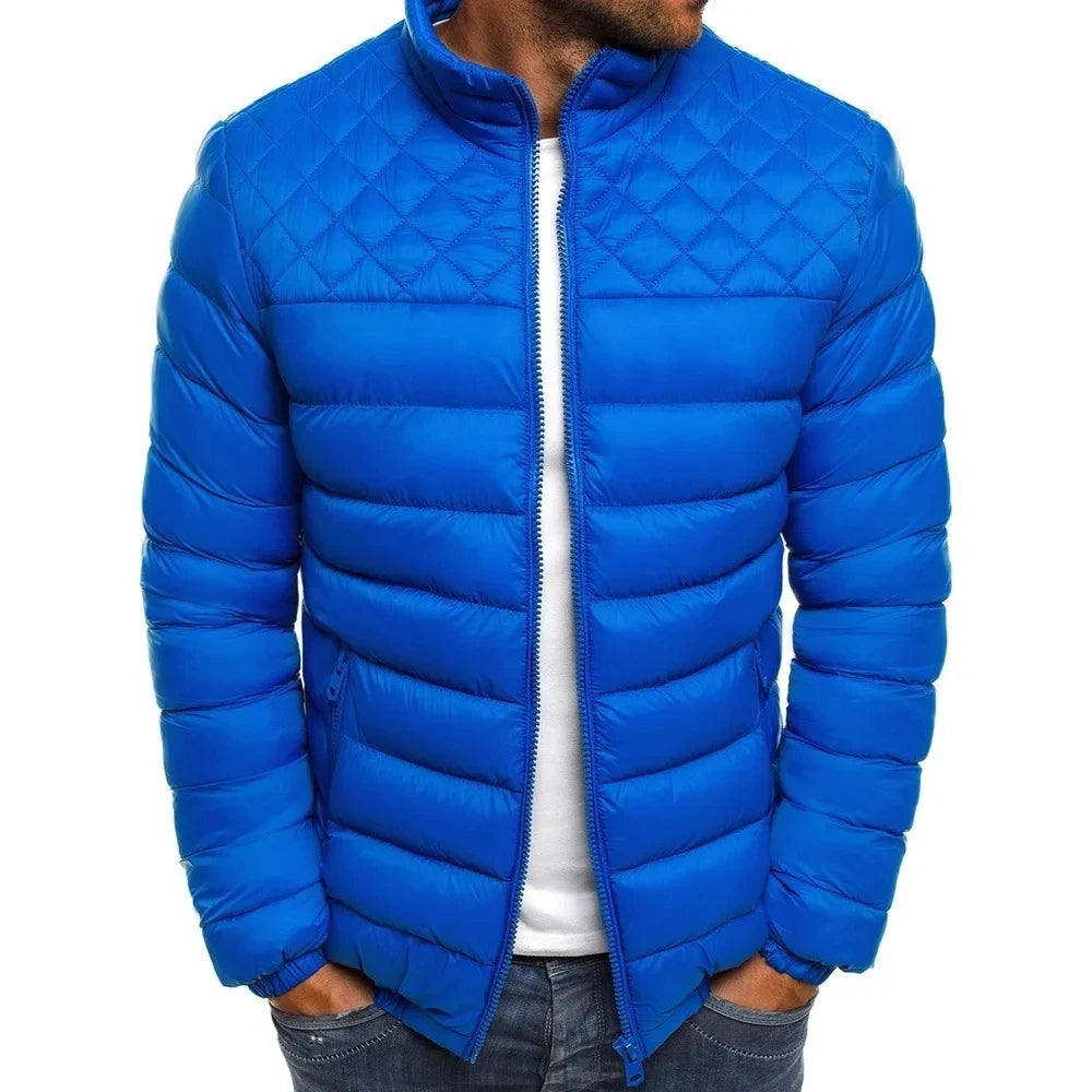 Men's Winter Solid Color Casual Men's Jacket Skiing Thick Street Clothing Fashion Zipper Warm Jacket