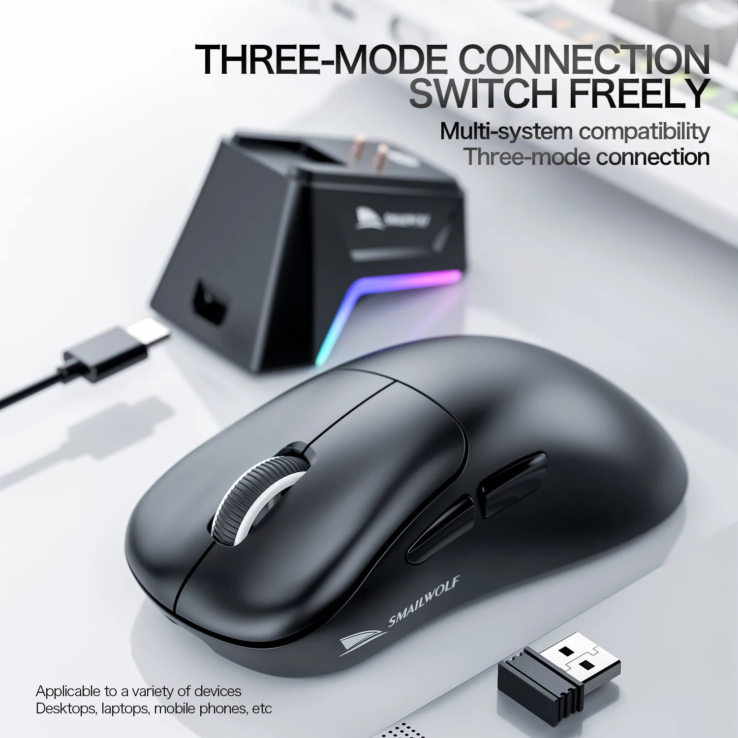 SMAILWOLF M5 Bluetooth Wireless Mouse Gaming Laptop Desktop E-Sports Lightweight PAW3311 Wired Magnetic Charging
