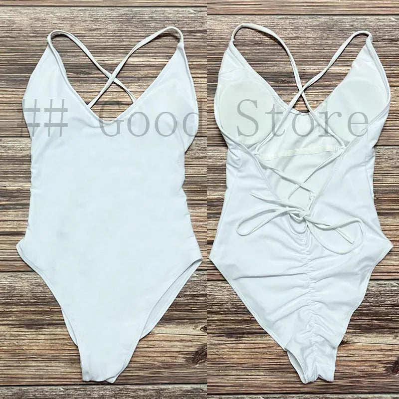 Sexy Padded One Piece Swimsuit Women Swimwear Solid Bathing Suit monokini Swimming Suit Summer Beachwear maillot de bain femme