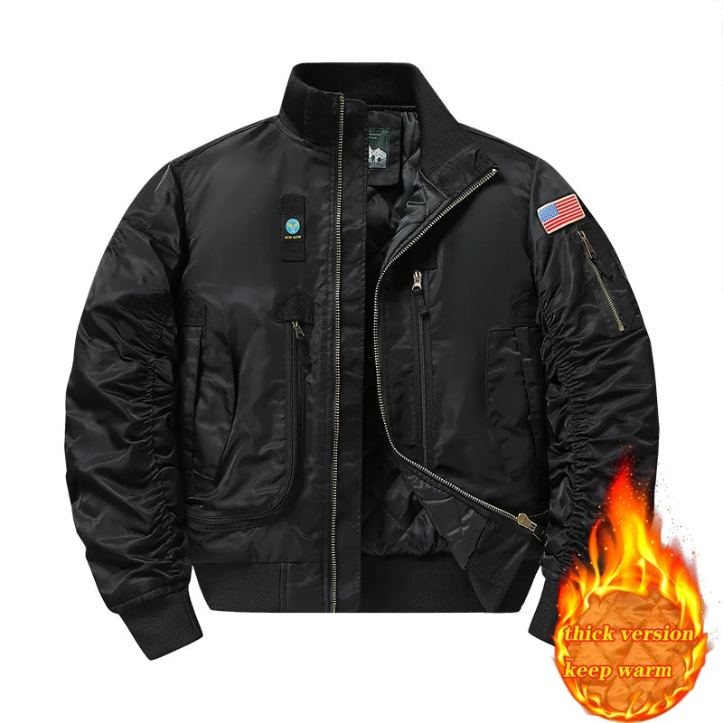 MA-1 American pilot cotton jacket men's autumn and winter thick warm baseball jacket fashion jacket men's military fan jacket