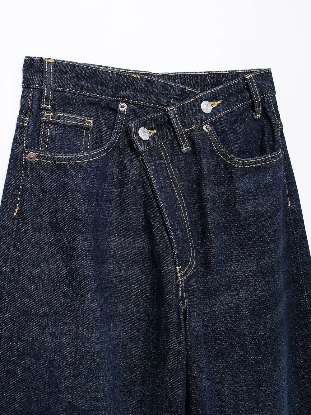 Women's Basic Hundred Jeans New Fashion Asymmetric Design High Waist Wide Leg Trousers Casual Women's Straight Leg Jeans