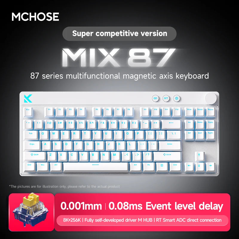 MCHOSE MIX87 Wired Gaming Keyboard Magnetic Swtich Keyboard 8K+256K Esport 0.08ms Low Latency E-Sports Custom Gamer Accessories