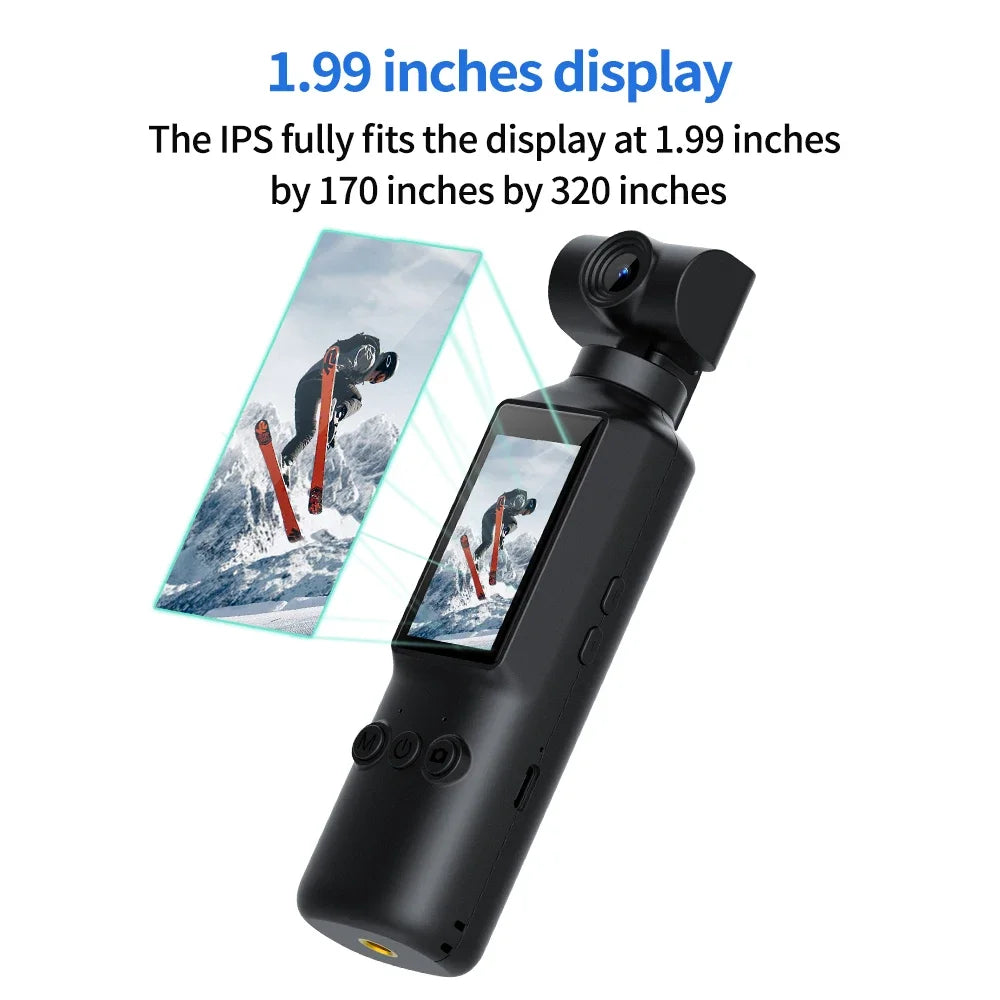 Portable 4K/2K video camera, rotatable lens charging action camera, travel and party recorder, outdoor sports Vlog camera