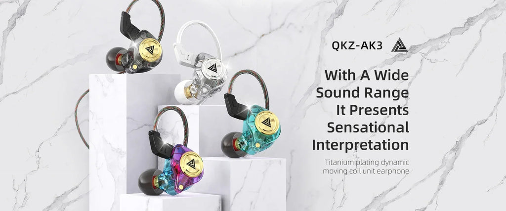 QKZ AK3 FiLe Wired Earphone Microphone HiFi Music Monitor Bass Headphones Noise Cancelling Headset for Sport  Gaming Accessories