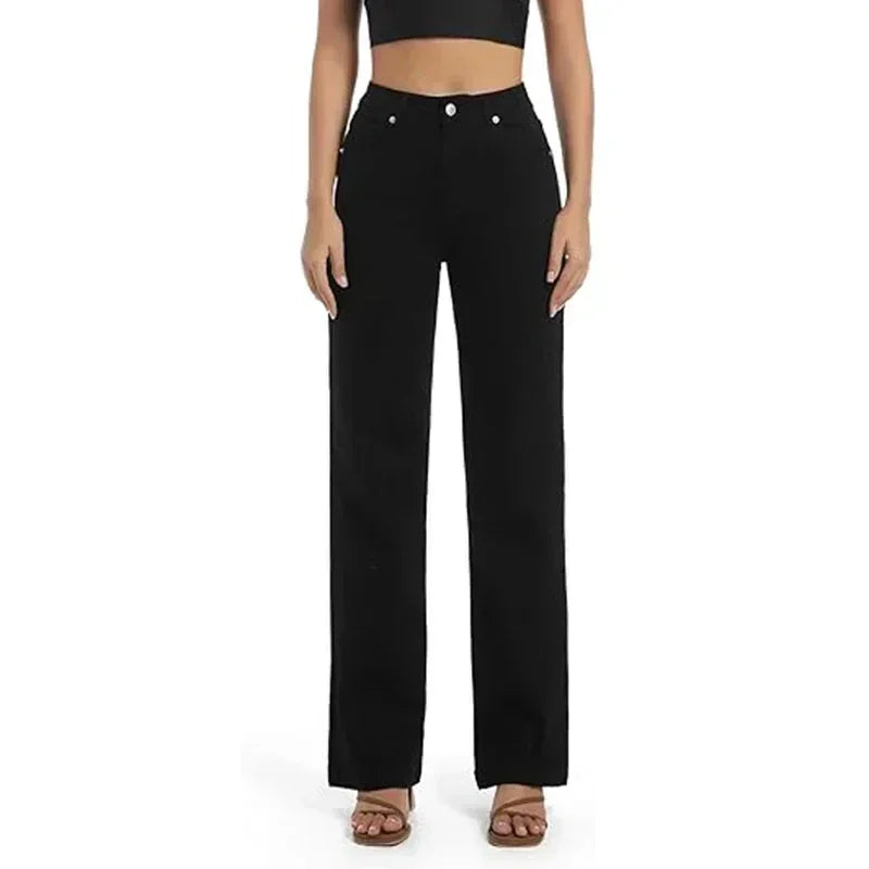 2025 Female Straight Leg Jeans Women Low Rise Stretch Gray Denim Pants Lady Solid Color Daily Office Cheap Long Jeans Trousers