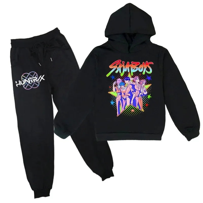 Children Hoodies Sets Kpop Demon Hunters Saja Boys Pullover Girls Boys Sweatshirts Anime Trucksuit Autumn Casual Kids Clothes