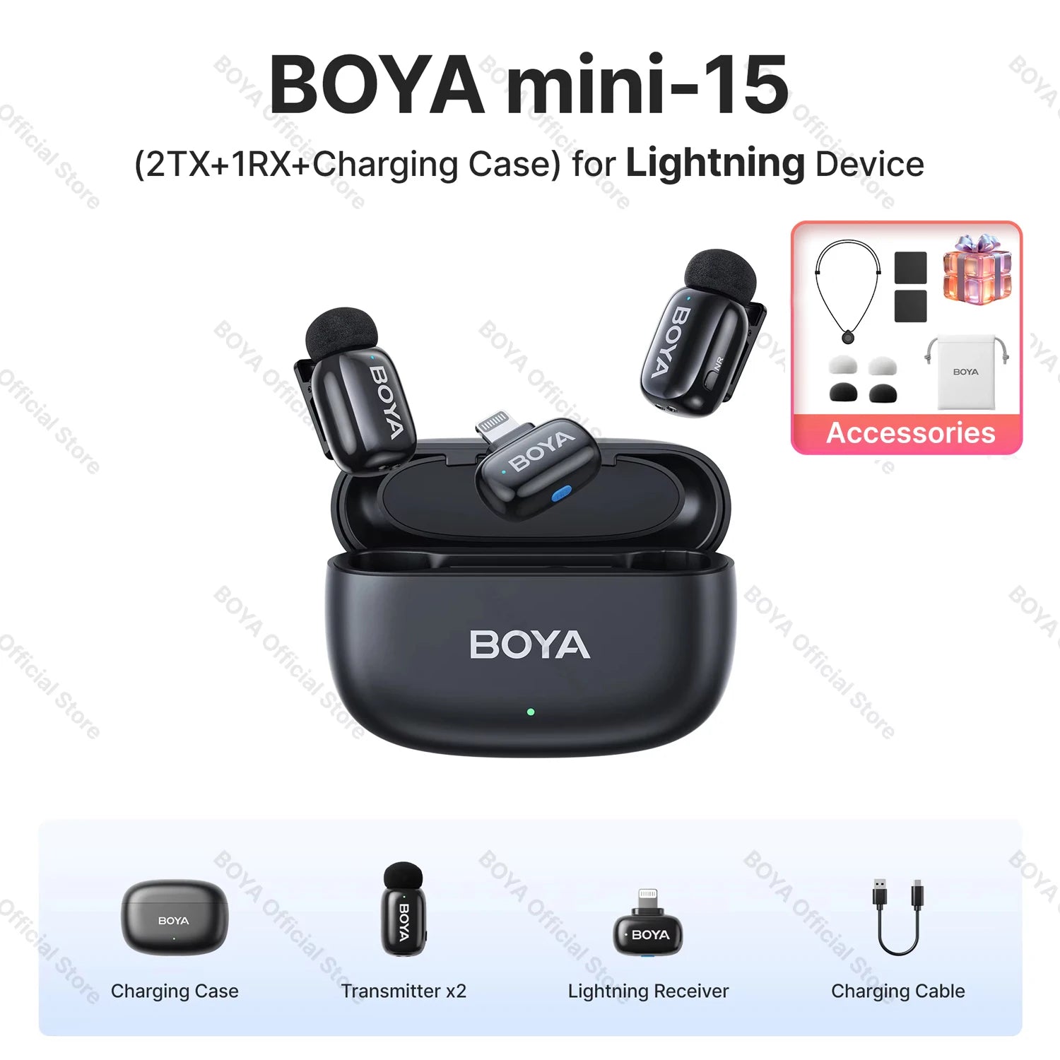 BOYA BOYA Mini Wireless Lavalier Lapel Microphone for iPhone iPad Android Type-C Phone Live Broadcast Audio Video Recording Vlog
