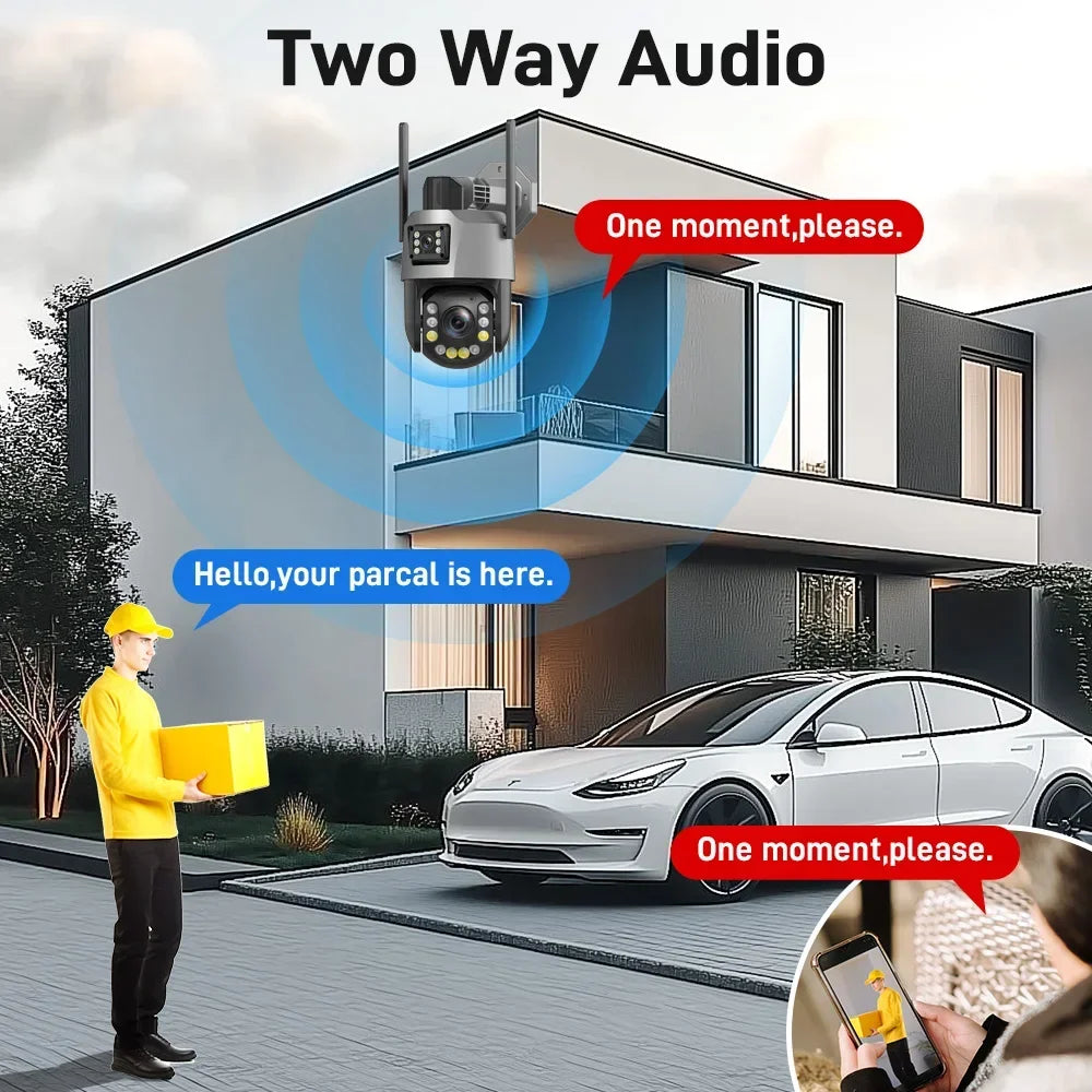 8MP 50X Zoom PTZ Camera Wifi Dual Lens 4K 20X Outdoor Surveillance Camera 393ft Ultra Long IR Vision Distance ONVIF Security