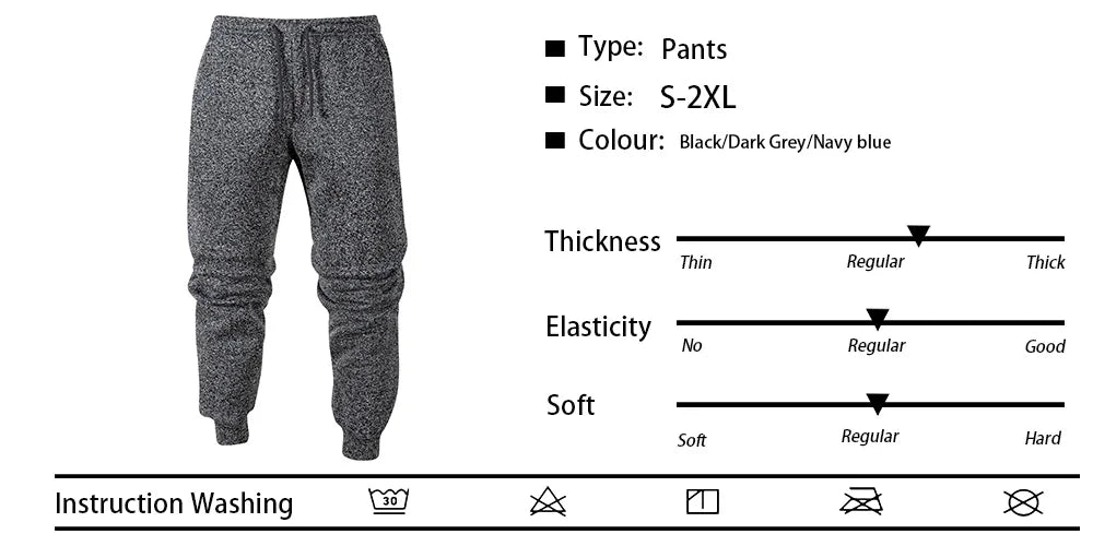Autumn Winter Men's Casual Sweatpants Solid Color Warm Trousers Elastic Waist Jogging Sports Pants Fashion StreetWear Long Pants