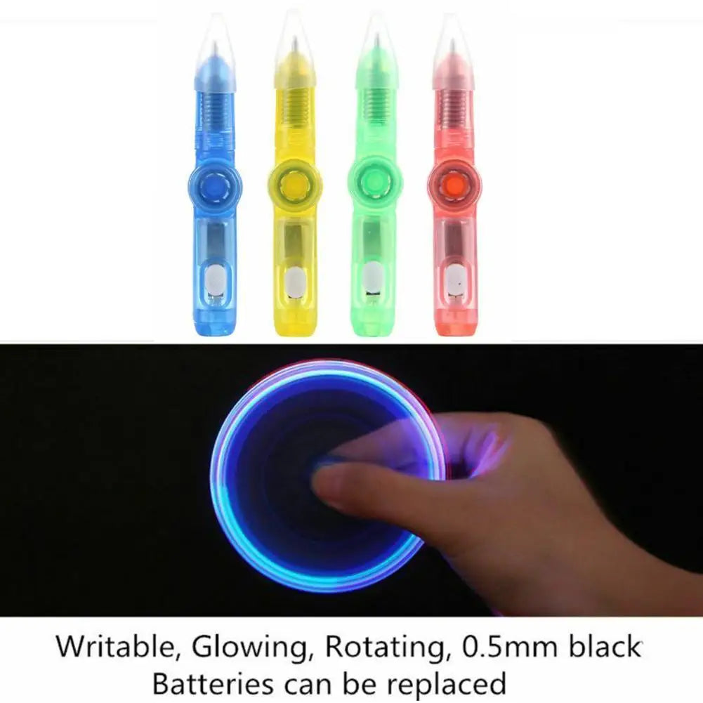 LED Pen Ball Pen Fidget Spinner Hand Top Glow In Dark Light EDC Stress Relief Toys Kids Toy Gift Office School Supplie