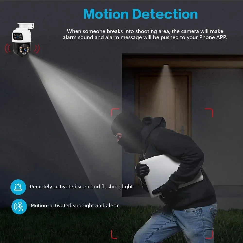 8MP 4K Dual Lens POE IP Camera PTZ Dual Screens Smart Home 360° Wired Video Surveillance IP Camera Motion Detection CCTV ICsee