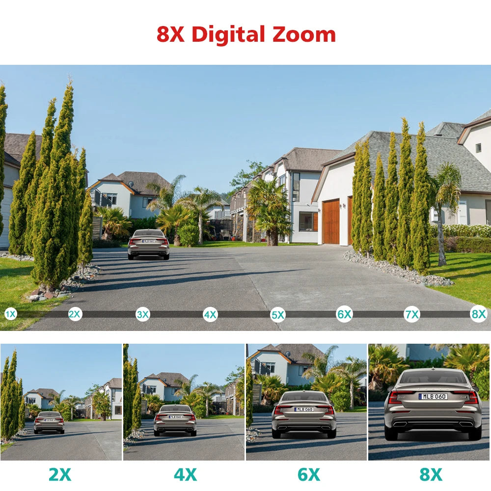 BOAVISION HD 8MP WIFI Camera PTZ Dual Lens 8X Digital Zoom Outdoor 4K AI humanoid Auto Tracking Zoom Audio iCSee Security Camera