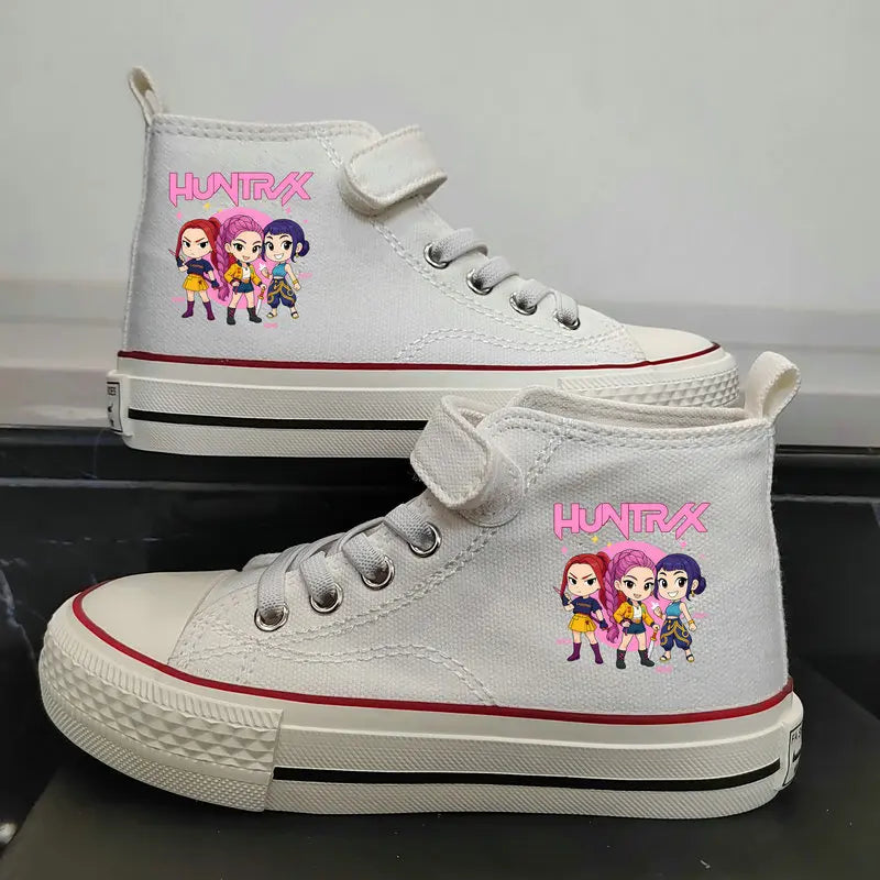 New Kpop Demon Hunter Children's Canvas Shoes Kids Sneakers Boys Girls Fashion Canvas Shoe Cartoon Print Breathable Casual Shoes