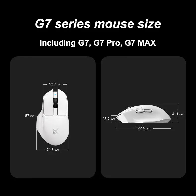 Original MCHOSE G7 Max Gaming Mouse PAW3311 Game Sensor 59g Lightweight BT 2.4G Low Latency Wireless Customized Microswitch