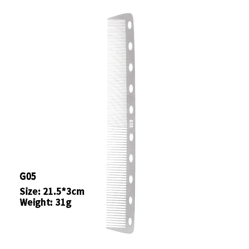 Stainless Steel Silver Metal Barber Comb Professional Hairdressing Salon Combs Detangling Hair Cutting Tools For Men And Women