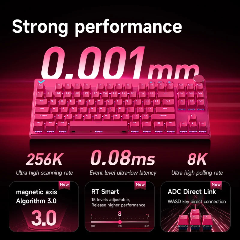 MCHOSE MIX87 Wired Gaming Keyboard Magnetic Swtich Keyboard 8K+256K Esport 0.08ms Low Latency E-Sports Custom Gamer Accessories