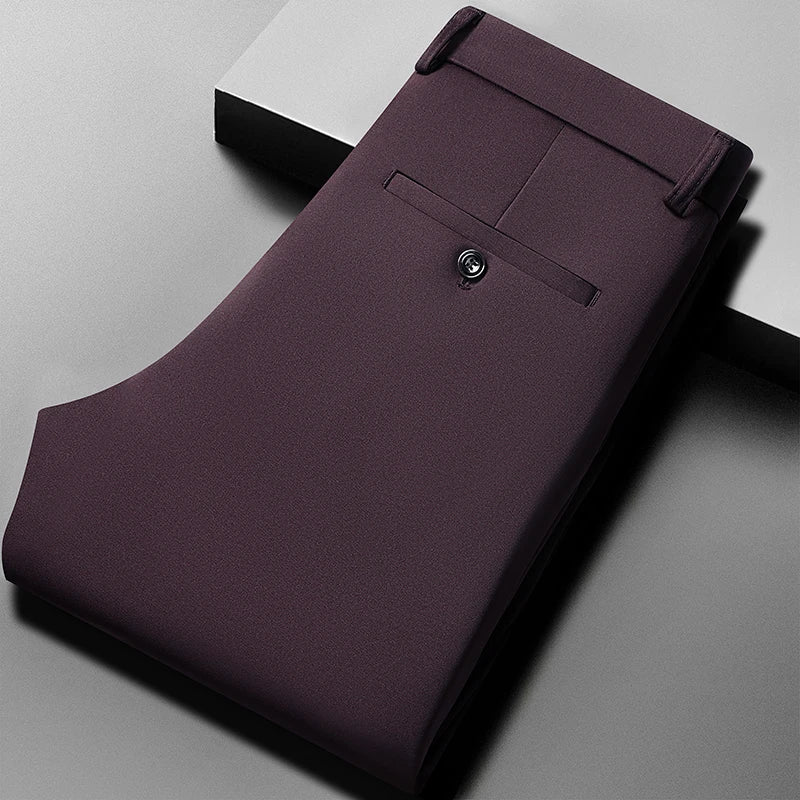 29-42 Men's Summer Pants Thin Straight Stretch Casual Pants with No Trace No Ironing Fabric Silky and Cool Feeling