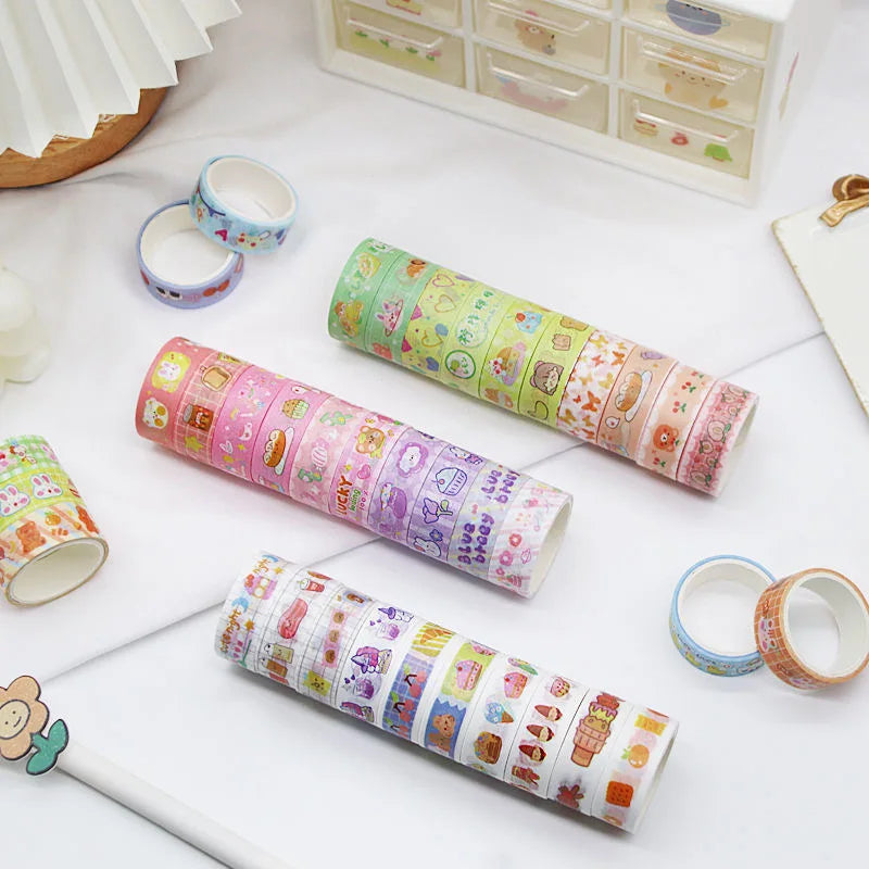 60 PCS Kawaii Washi Tapes Set Cute Korean Stationery Masking Tape journaling Adhesive Decorative Tape School Supplies