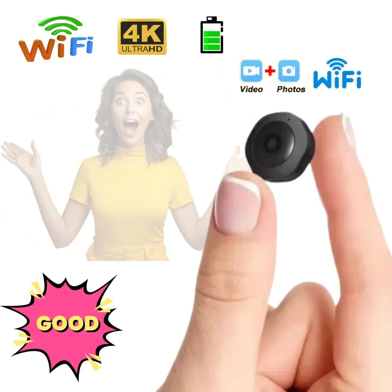 4K HD Smallest Mini Camera Espia Wifi Security Smart Home Surveillance Small Wifi Cam LR Night Vision Motion Detection Body Cam