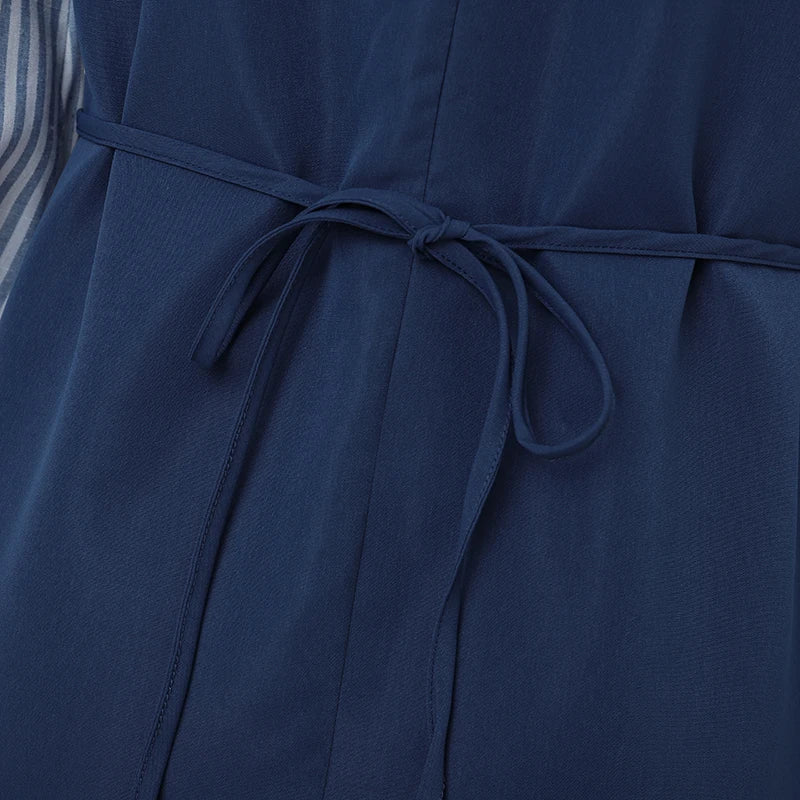 ZANZEA Women Long Shirt Dresses Autumn Long Sleeve Striped Fake 2 Piece Shirts Maxi Robe Fashion Elegant Office Party Vestidos