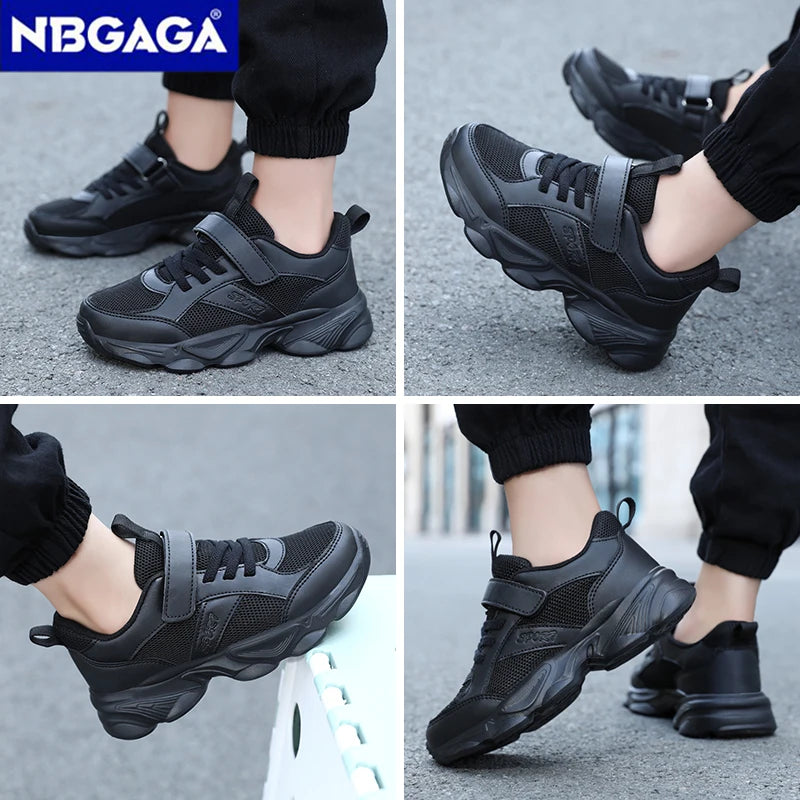 Children's Fashion Sports Shoes Breathable Student Black School Walking Shoes Anti-skid Boys& Girls Casual Running Sneaker