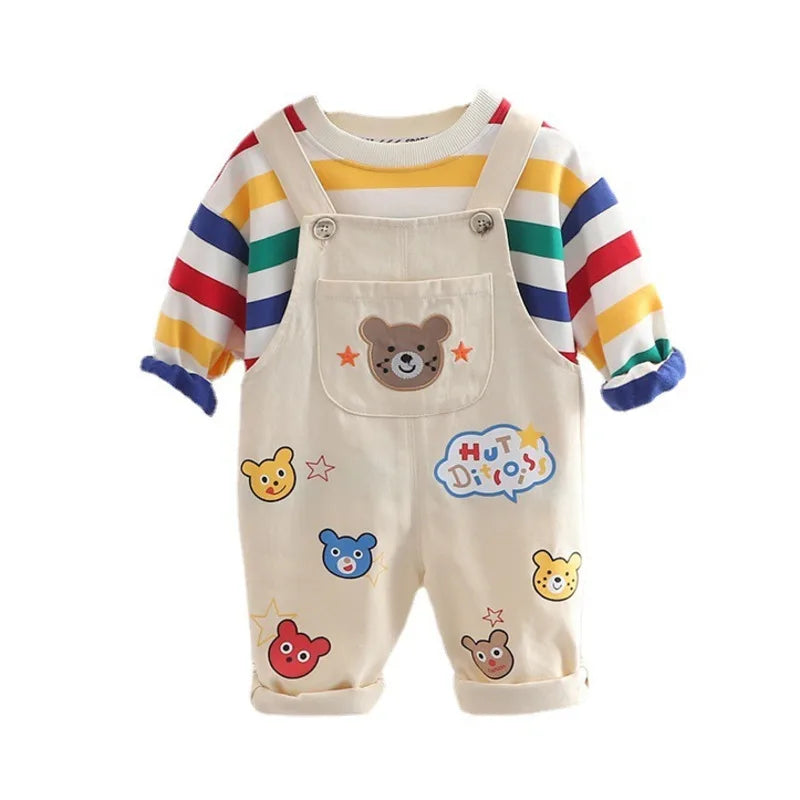 New Spring Autumn Baby Boys Clothes Suit Children Girls T-Shirt Overalls 2Pcs/Set Toddler Casual Cotton Costume Kids Tracksuits
