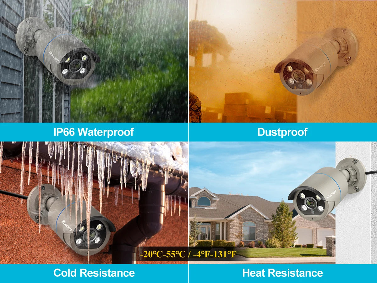 Techage HD 4MP AI POE IP Camera Two Way Audio IR Night Outdoor Waterproof CCTV Video Security Surveillance Camera For NVR Kit