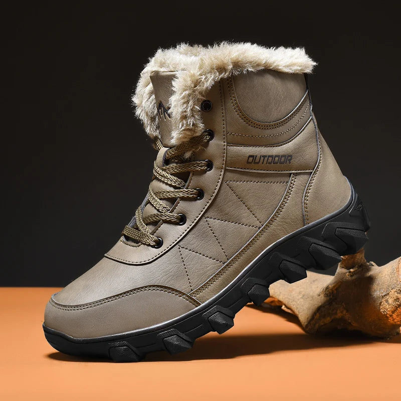 2024 New Winter men boots  Slippers Warm Men Shoes Waterproof Non-Slip Plush Sneakers Male  leather Boots Plus size  48