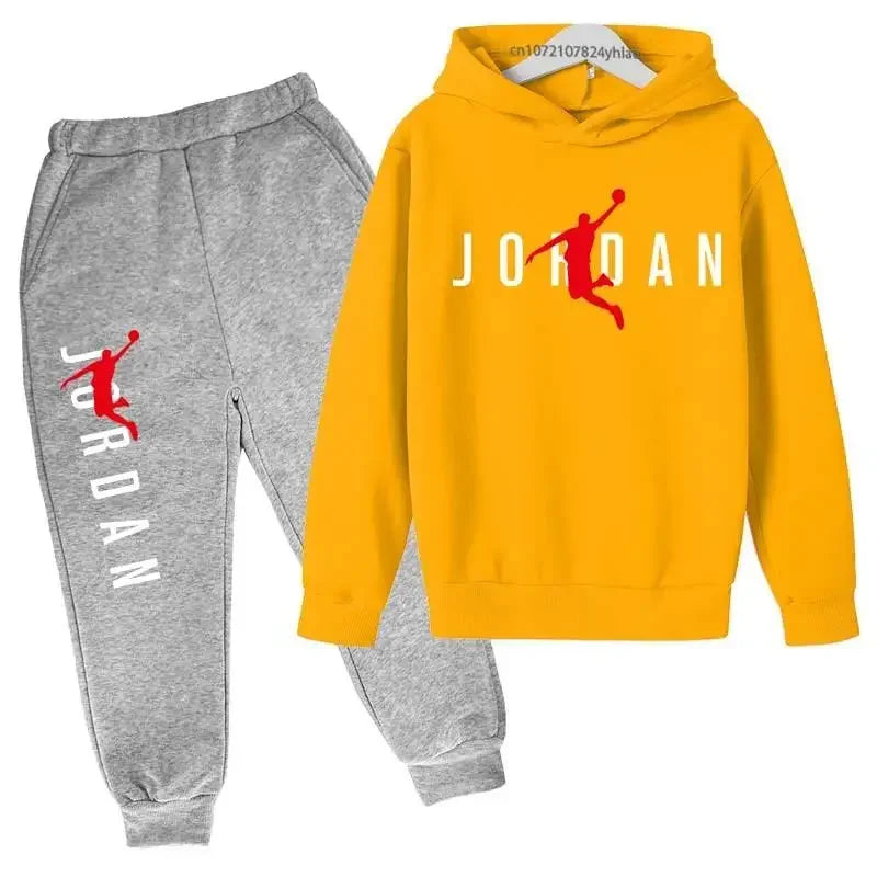 Kids 2pcs Hoodie Pants Tracksuit Set Letter Print Leisure Streetwear Spring Autumn Clothing for Boys And Girls 3-13 Years
