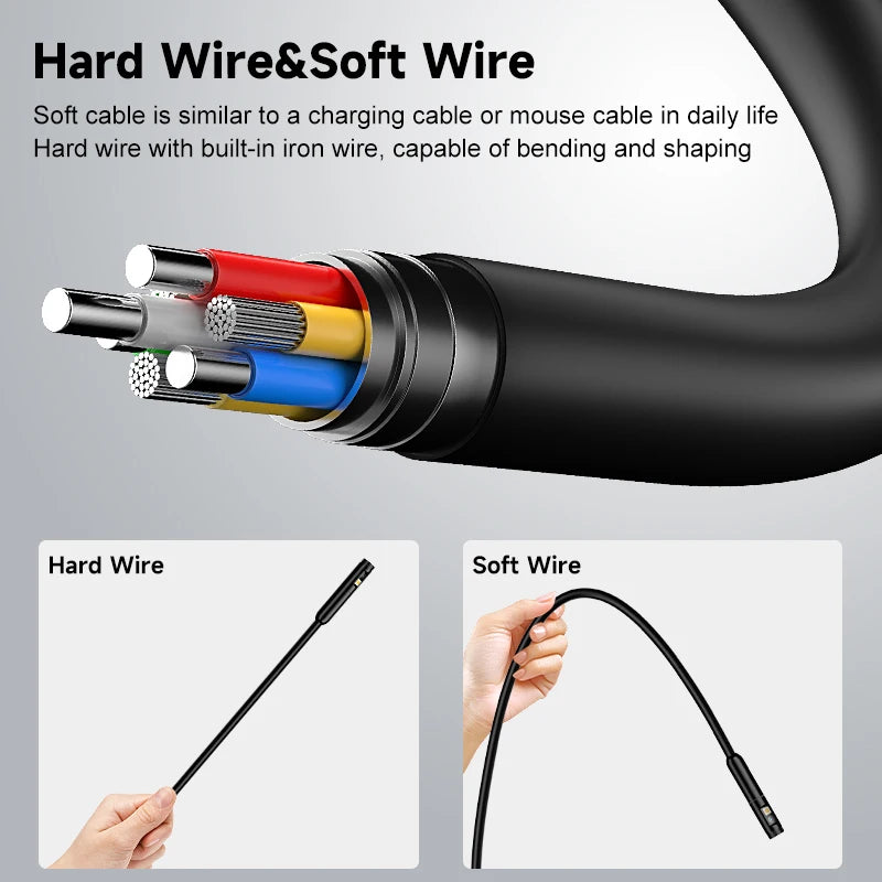 3 In 1 Automotive Boroscope Camera 1080p HD 8mm Industrial Inspection Endoscope Camera Pipeline Car Engine Probe For OTG Android