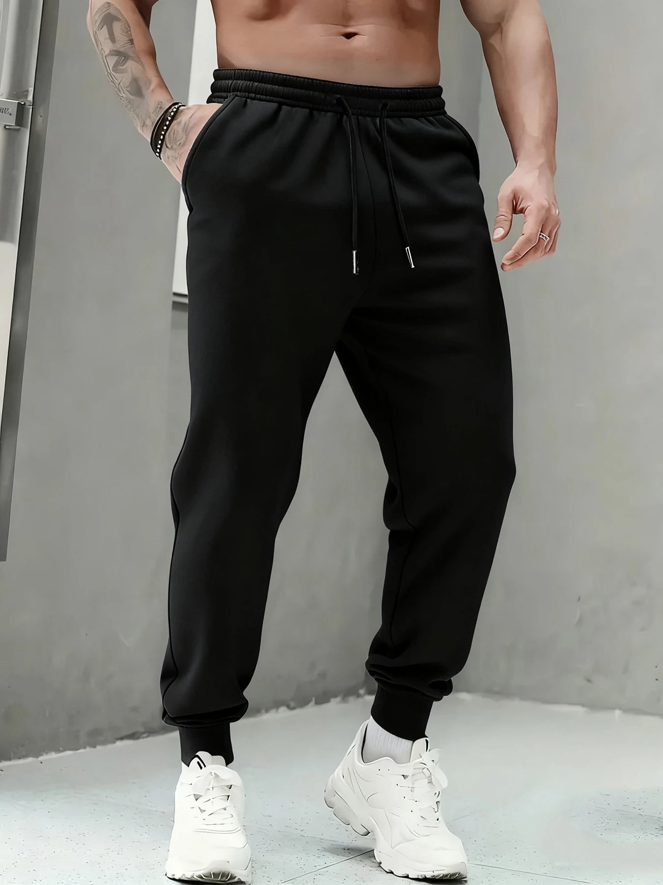 Autumn Winter Men's Casual Sweatpants Solid Color Warm Trousers Elastic Waist Jogging Sports Pants Fashion StreetWear Long Pants