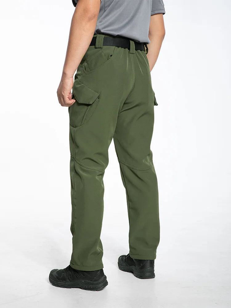 Men's Fleece Lined Winter Warm Tactical Pants Waterproof Hiking Casual Thermal Work Cargo Pants Insulated Skiing Outdoor Sports