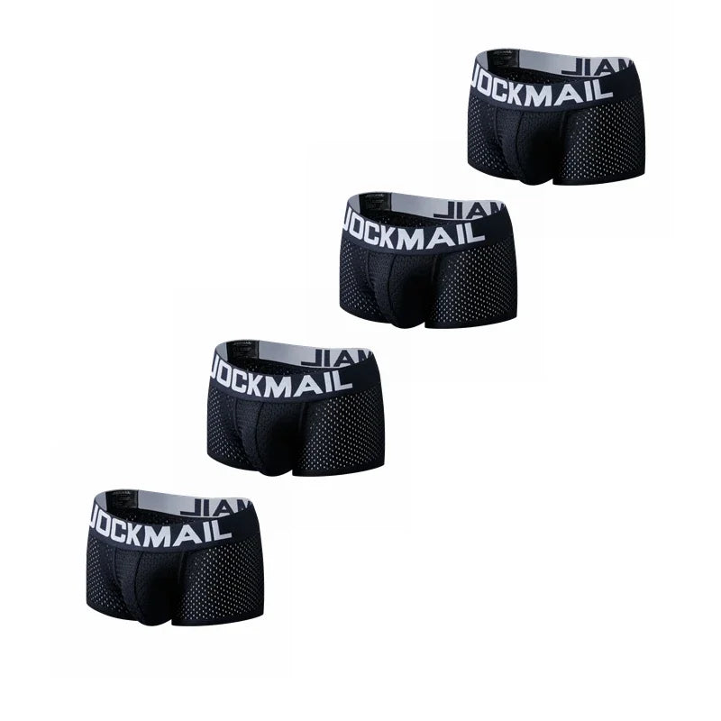 JOCKMAIL 4PCS/Lot Boxer Men Mesh Breathable Boxershorts Men Underwear Shorts Panties Men Cuecas Boxer Underpants Calzoncillos