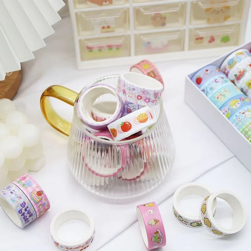 60 PCS Kawaii Washi Tapes Set Cute Korean Stationery Masking Tape journaling Adhesive Decorative Tape School Supplies