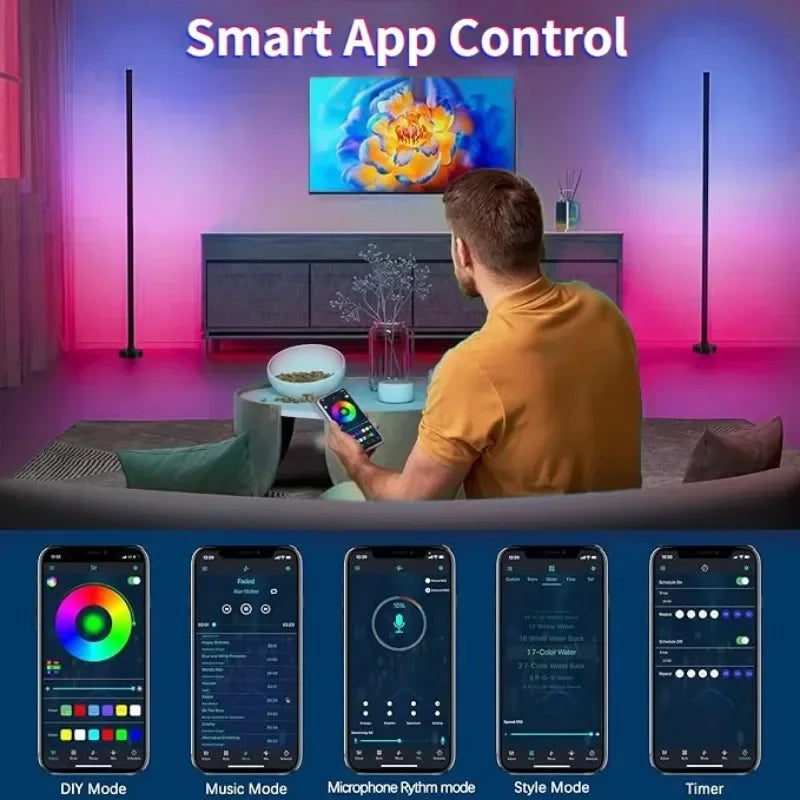 EISSLOLY 2PCS Intelligent RGB Floor Lamp APP Control Music Synchronized Corner Lighting Room decoration Standing Lights