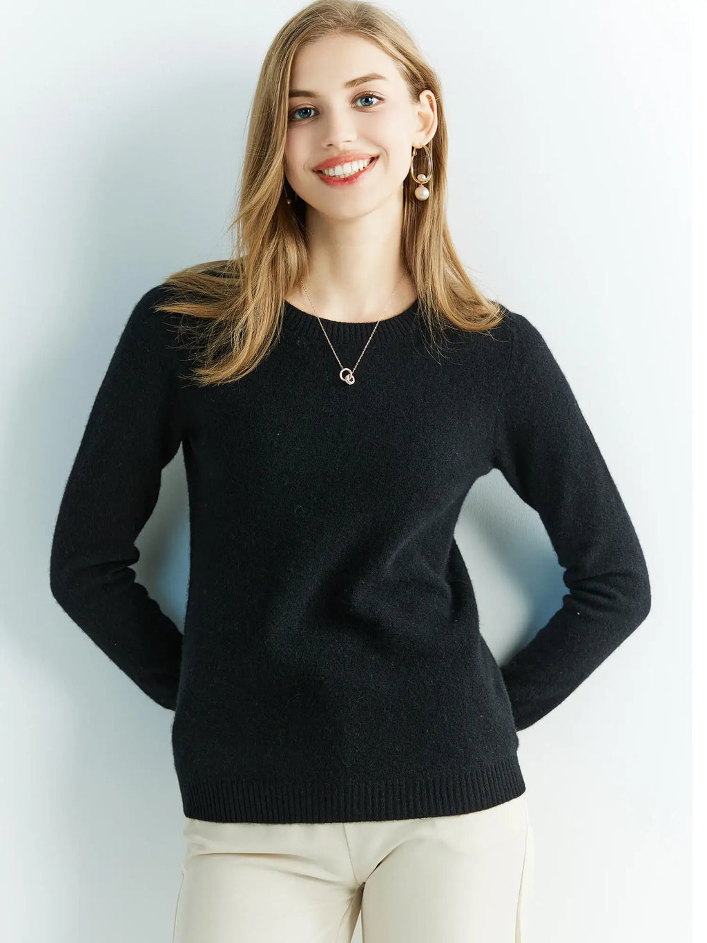 Knitwears Wool Sweaters 100% Merino Wool Knitted Cashmere Sweater Women Spring O-Neck Knit Pullovers Jumpers Clothing Top Female