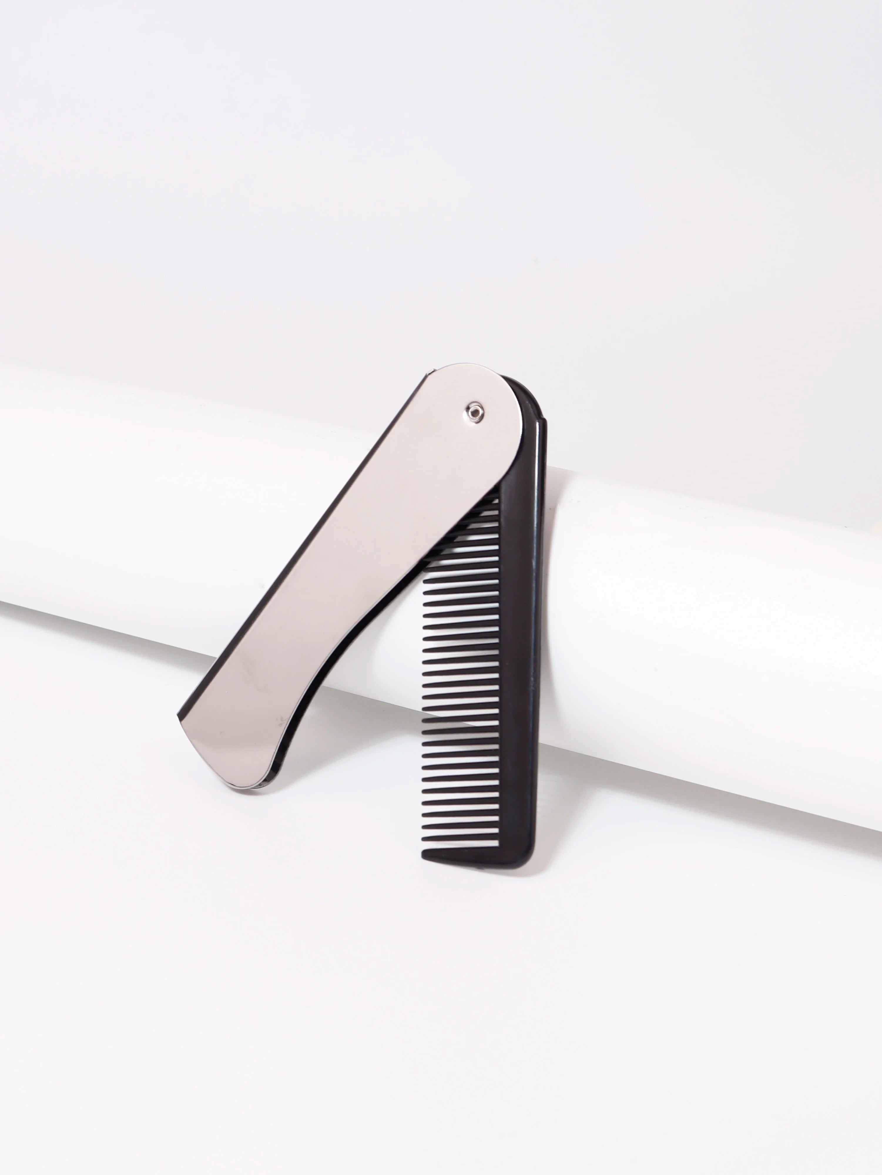 1PCS stainless steel folding men's beard comb, fine toothed straightener, used for daily hair and beard combing