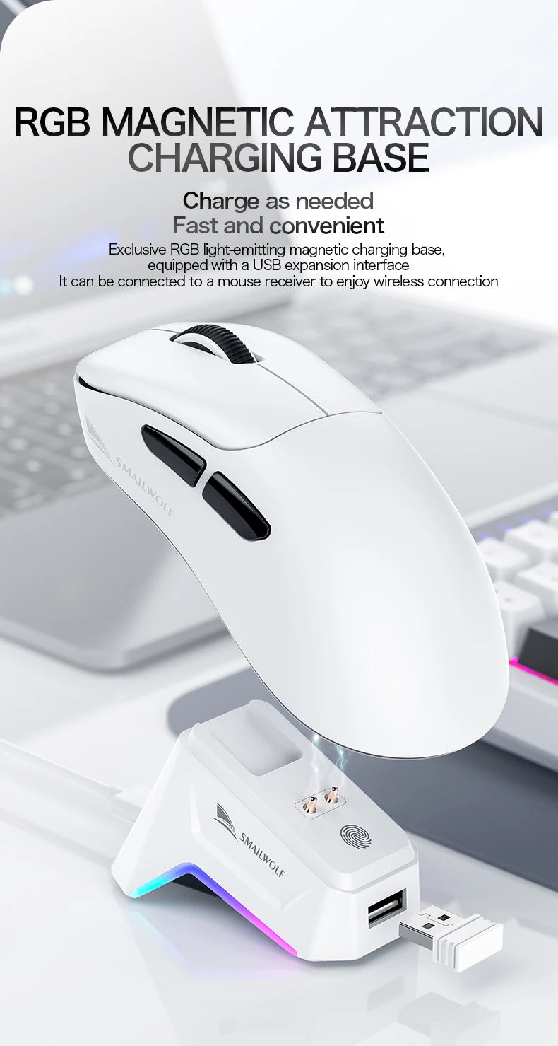 SMAILWOLF M5 Bluetooth Wireless Mouse Gaming Laptop Desktop E-Sports Lightweight PAW3311 Wired Magnetic Charging