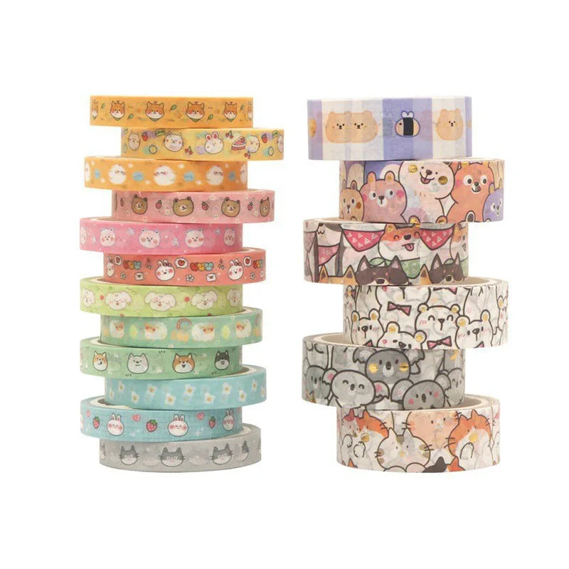 18 pcs/set Kawaii Animals Face Cartoon Washi Tape Set Masking Tapes Scrapbooking Diy Journal Stationery School Supplies Gift