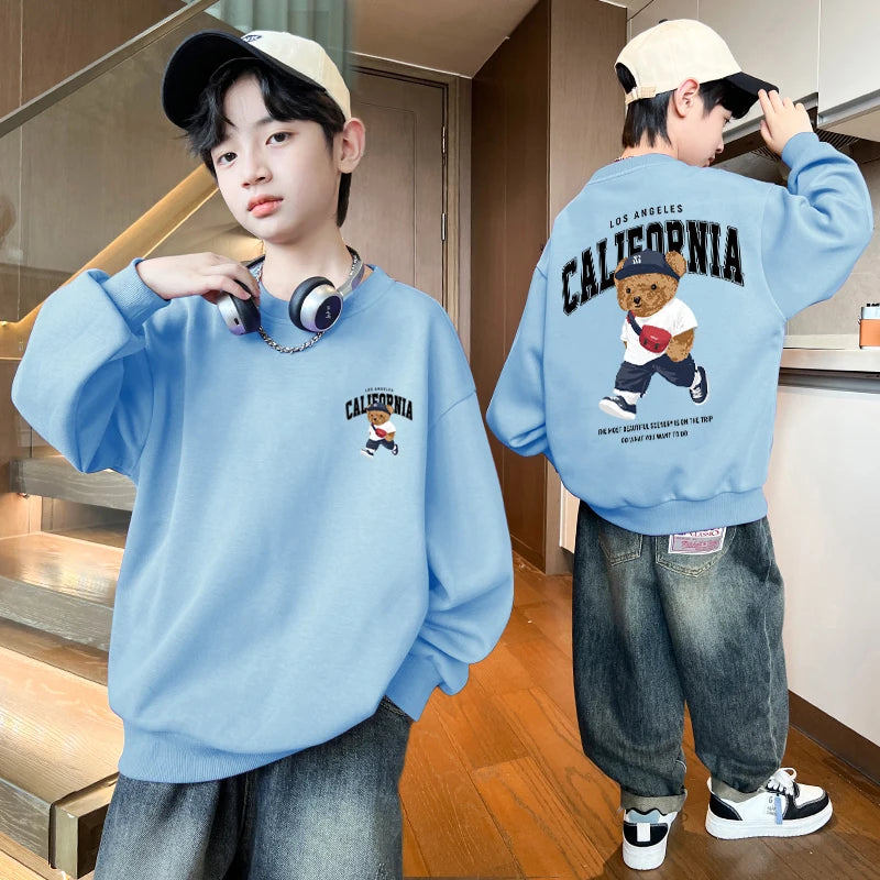 Baby Boy Clothes American Bear Graphic Print Long Sleeve Children's Top Girls Autumn Casual Sport Sweatshirts 2025 Kids Clothes