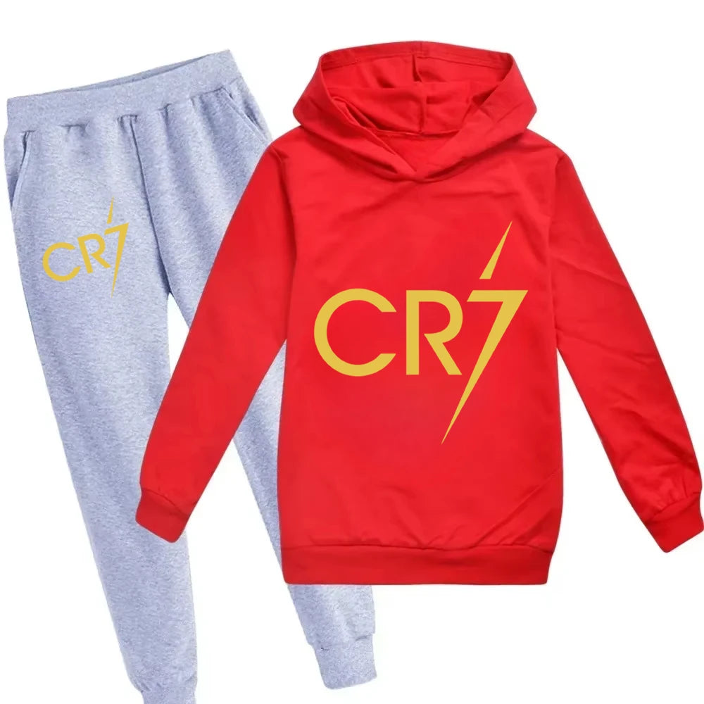 3-12 Years Kid's Clothes Hoodie +Pants Suit 2pcs Set Boy Tracksuit Spring Autumn Sweatshirt Set Football CR7 Children Sportsuit