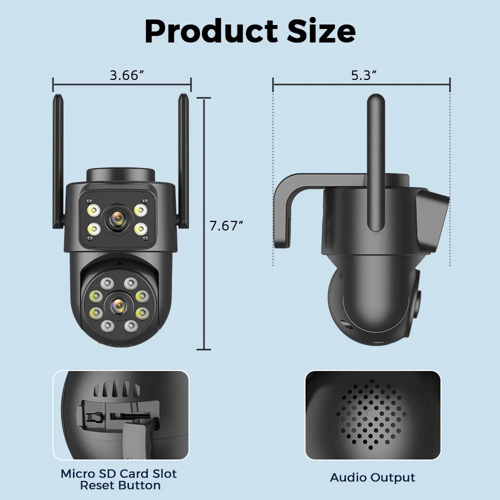 ANBIUX 4K 8MP WiFi Surveillance Camera 4MP 4X Digital Zoom PTZ IP Dual Lens AI Human Detect Outdoor Security Camera ICSEE App