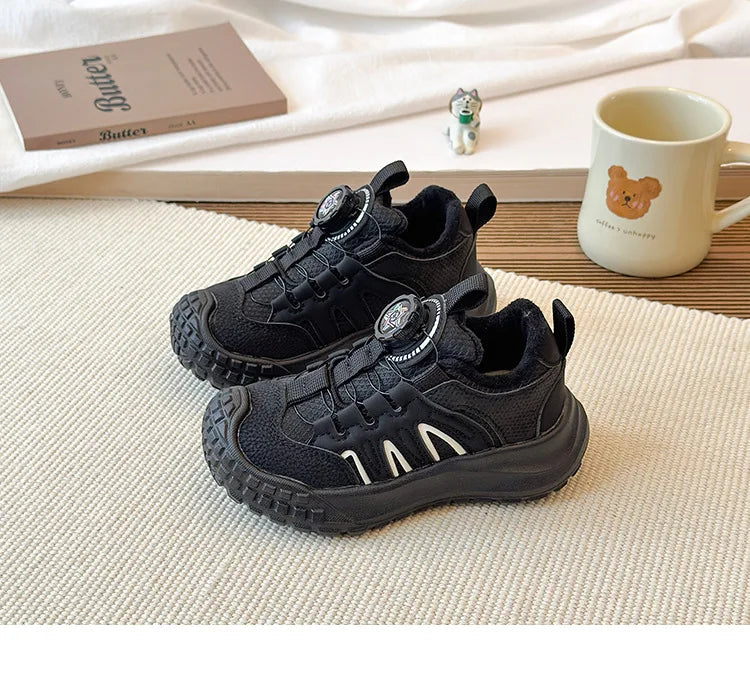 Children's Casual Cotton Shoes 2025 Autumn Winter New Boys Girls Retro Sports Shoes Kids Non-Slip Warm Plush Fashion Sneakers