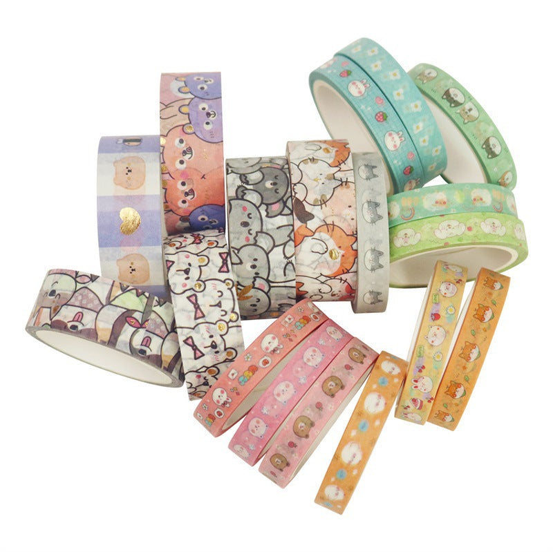 18 pcs/set Kawaii Animals Face Cartoon Washi Tape Set Masking Tapes Scrapbooking Diy Journal Stationery School Supplies Gift