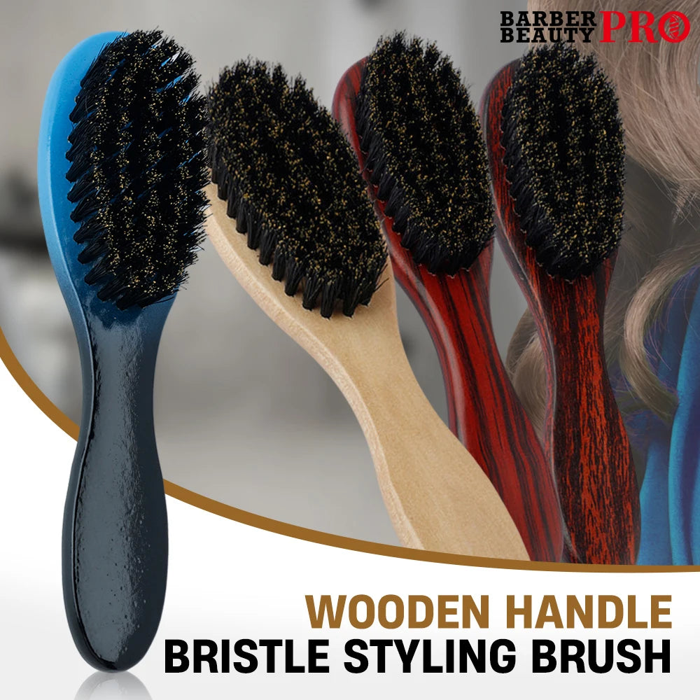 1pcs Boar Bristle Beard Brush Comb Wood Handle Hair Brush for Men's Mustache Shaving Comb Face Massage Facial Hair Cleaning