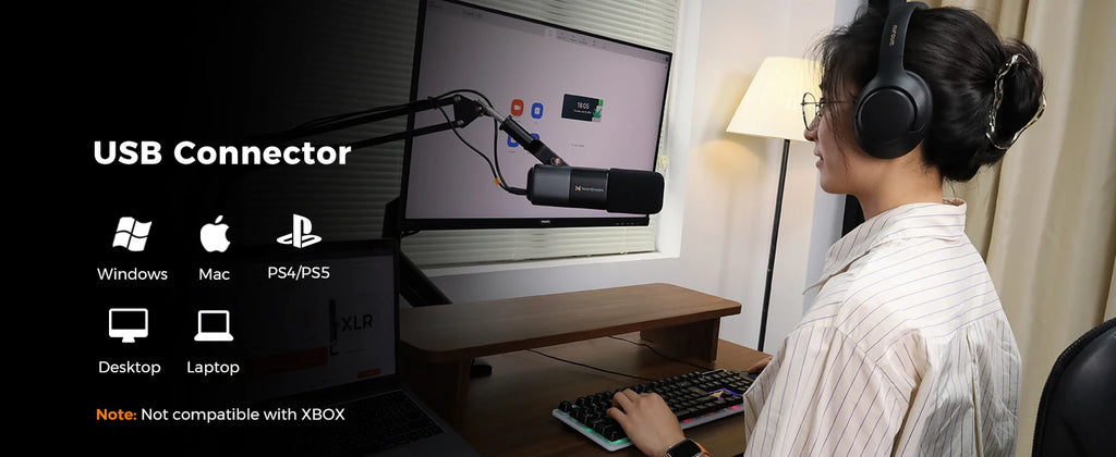 NearStream USB XLR Dynamic Microphone Boom Arm Professional PC Mic for Gaming Studio Set Podcast Recording Streaming Microphone