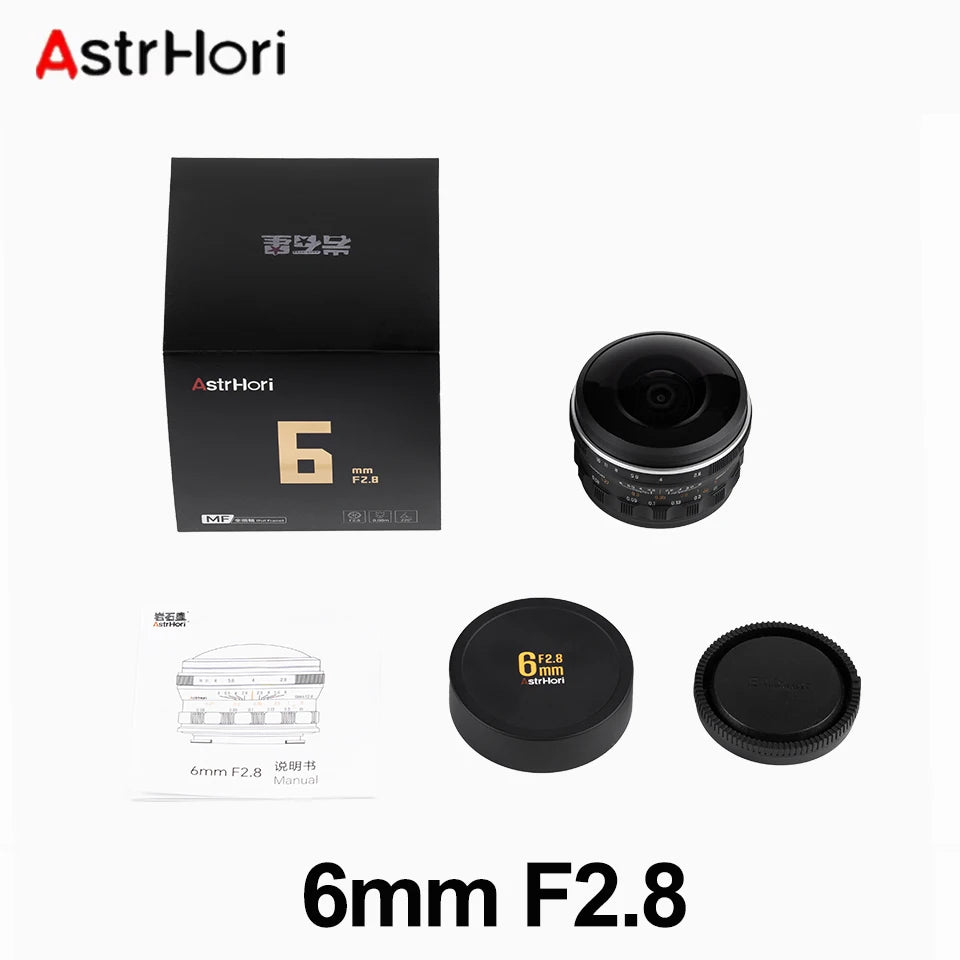 AstrHori 6mm F2.8 Full Frame Circular Fisheye Lens Manual Focus Ultra-wide Angle Camera Lens for SONY E NIKON Z CANON RF L Mount