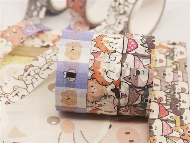 18 pcs/set Kawaii Animals Face Cartoon Washi Tape Set Masking Tapes Scrapbooking Diy Journal Stationery School Supplies Gift