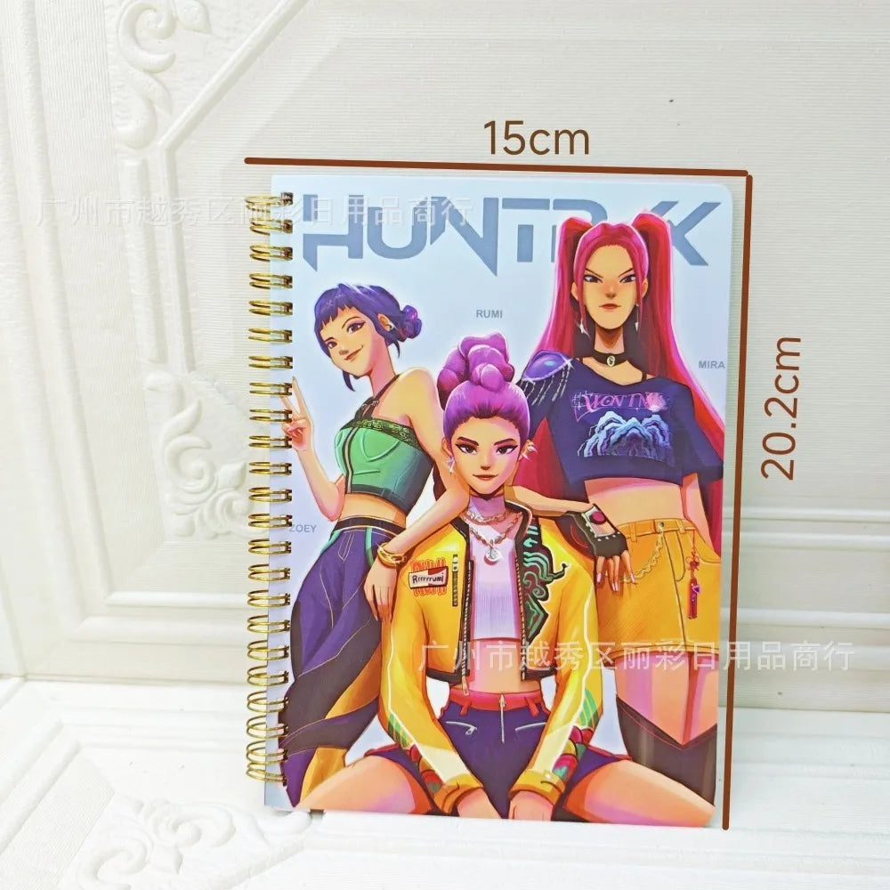 2026 New Kpop Demon Hunters Huntrix Saja Notebook Rumi Mira Zoey Anime Stationery Supplies Back To School Gifts 15*20.2cm