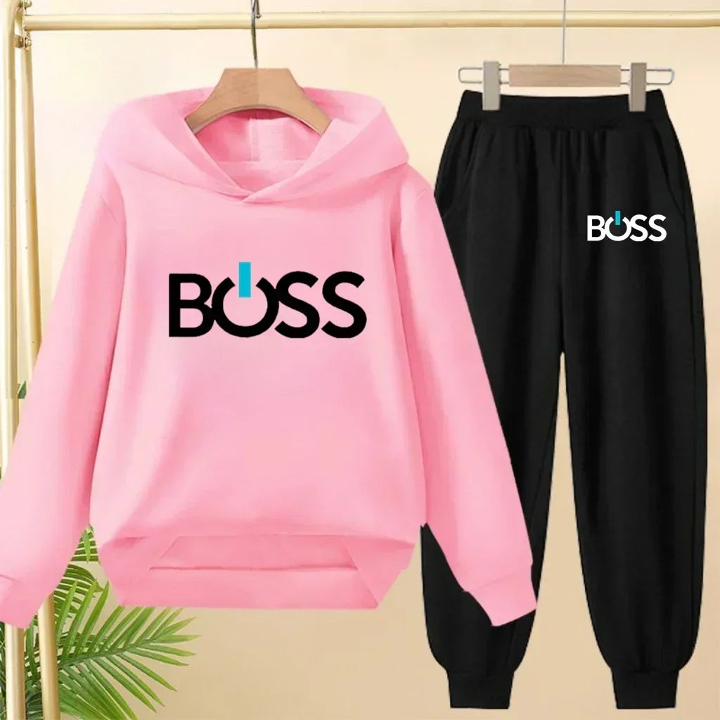 Spring Autumn Children Clothes Leisure Letter Print 2pcs Hoodie+Pants Tracksuits 3-13 Years Boys Girls Outfits Streetwears